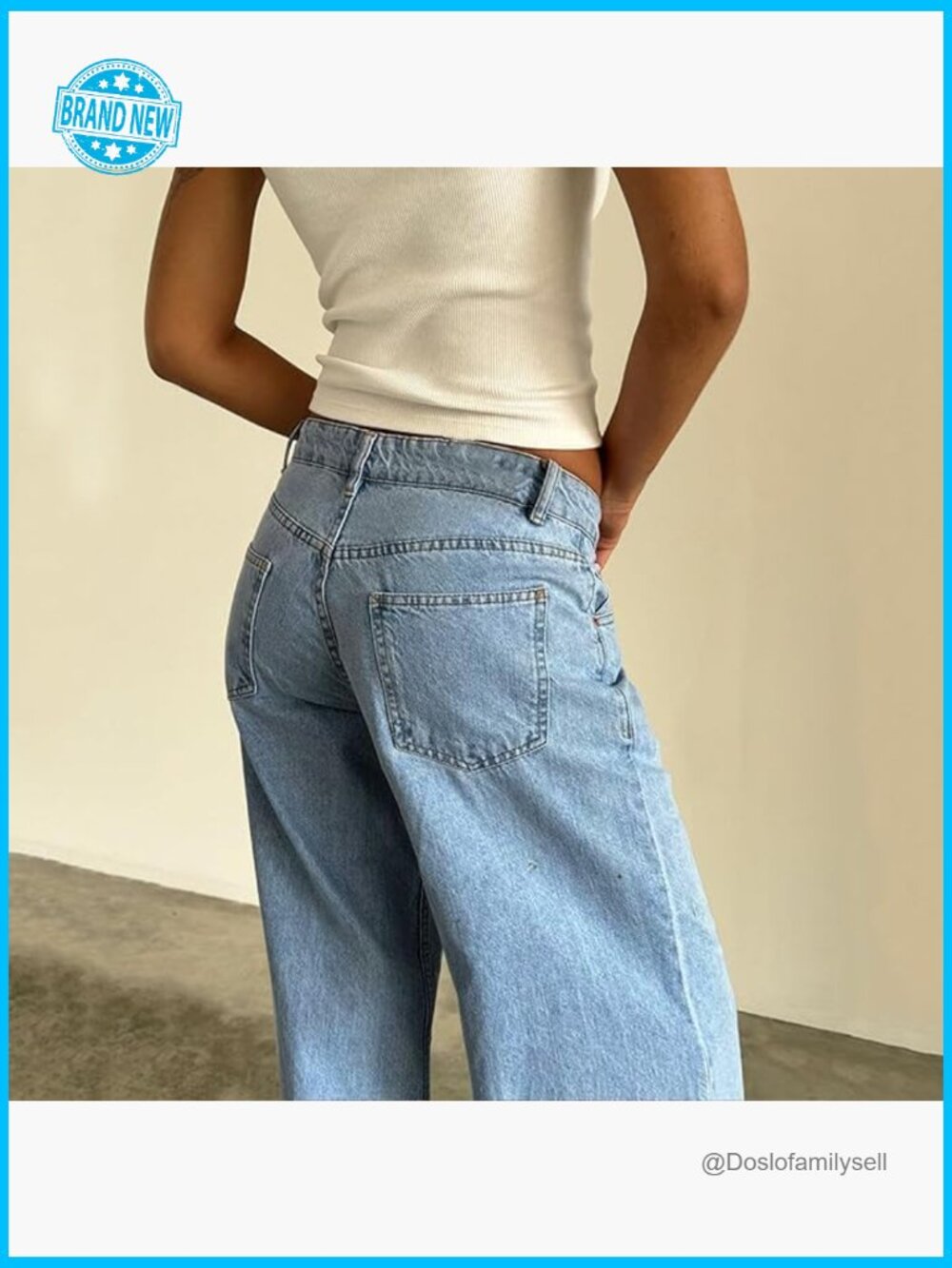 Wide Leg Low Rise Boyfriend Jeans Loose Fit Y2K Vintage Denim Pants - Picture 5 of 7